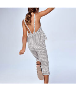 Mayoral  Plaid Jumpsuit With Ruffles Black and White 21-06817-040