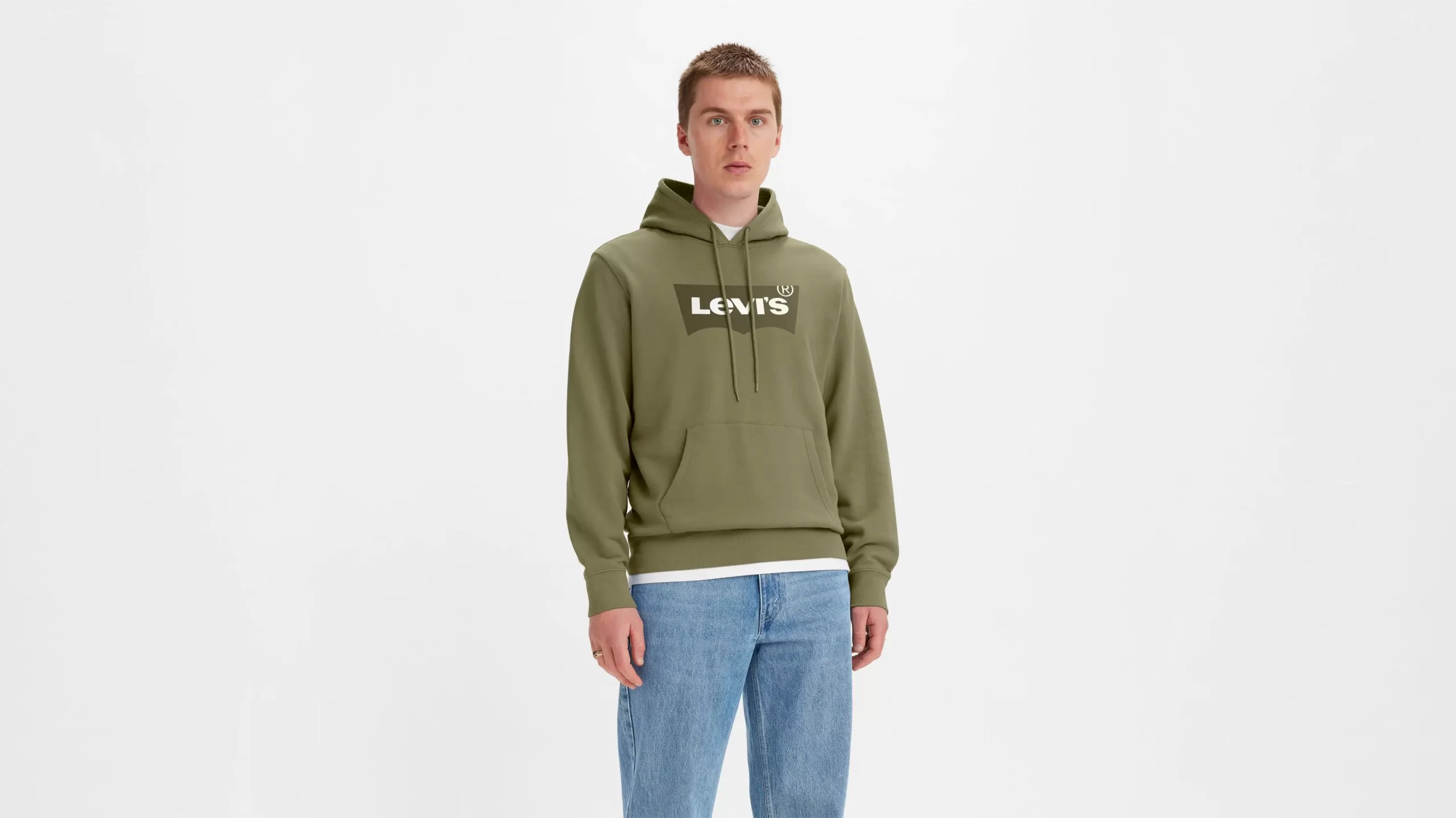 Levi's Standard Graphic Hood Man Olive Green Sweatshirt with Hood  38424-0019 - Barbopoulos store, Chania