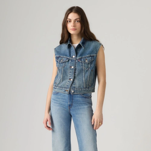 Levi's Shrunken '90s Γυναικείο Αμάνικο Τζιν Μπλε Γιλέκο 001W2-0026