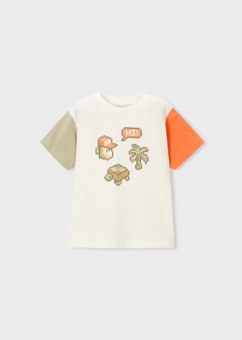 Mayoral Κρεμ T-Shirt για Αγόρι 26-03076-078